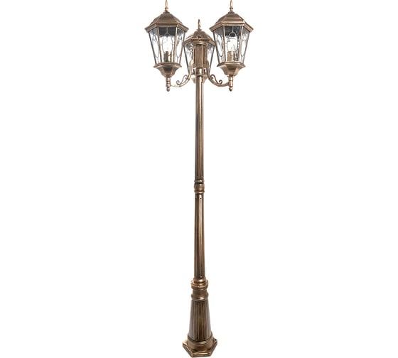 Изображение товара Садово-парковый светильник, столб шестигранный 3*60W E27 230V, черное золото Feron PL158 11326