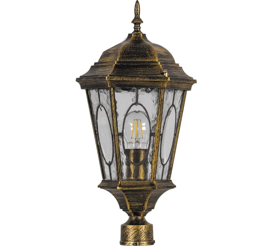 Изображение товара Садово-парковый светильник, шестигранный на столб 60W E27 230V, черное золото Feron PL162 11329