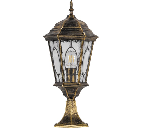 Изображение товара Садово-парковый светильник, шестигранный на постамент 60W E27 230V, черное золото Feron PL163 11330