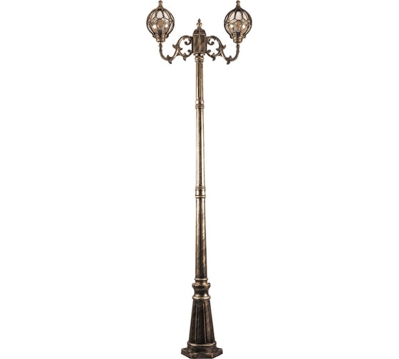 Изображение товара Садово-парковый светильник FERON PL3708 столб круглый 2*60W 230V E27, черное золото 11384