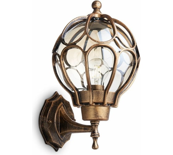 Изображение товара Садово-парковый светильник, круглый на стену вверх 60W 230V E27, черное золото Feron PL3801 11350