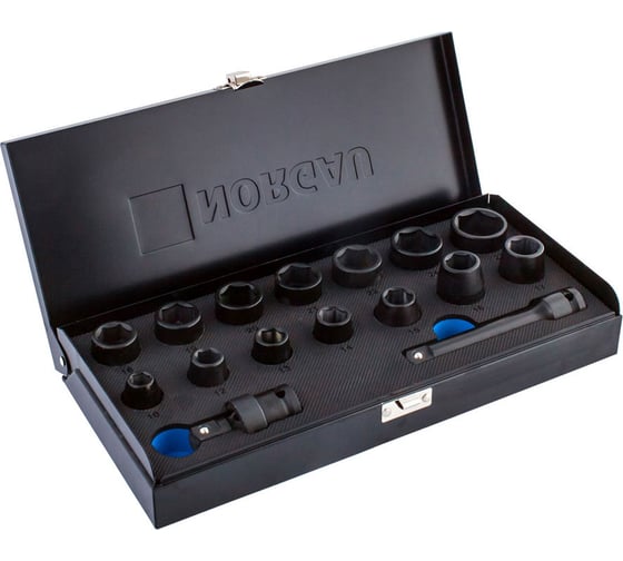 Изображение товара Набор головок ударных 6-ти гранных, тип N19K-016 (16 шт; 1/2'') NORGAU 064041816
