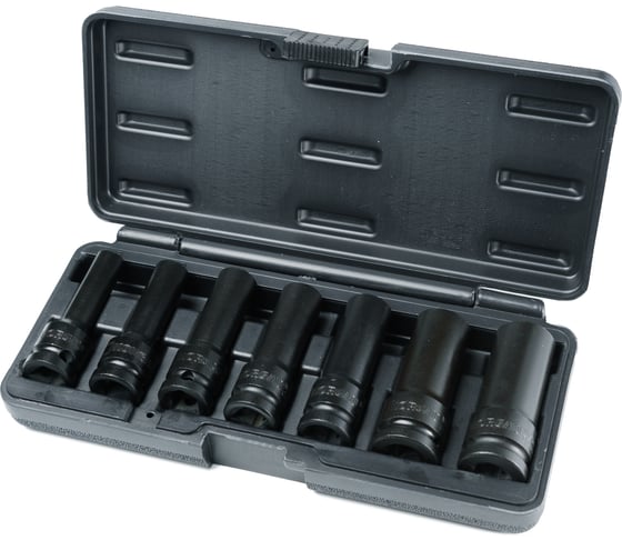 Изображение товара Набор головок ударных удлиненных 6-ти гранных, тип N19KL-007 (7 шт; 1/2'') NORGAU 064045807