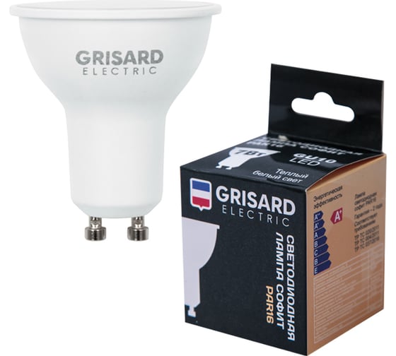 Изображение товара Светодиодная лампа Grisard Electric софит PAR 16 GU10 7Вт 3000K (3 штуки) GRE-002-0085(3)