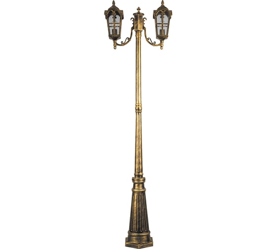 Изображение товара Садово-парковый светильник, столб четырехгранный 2*60W 230V E27, черное золото FERON PL109 11301