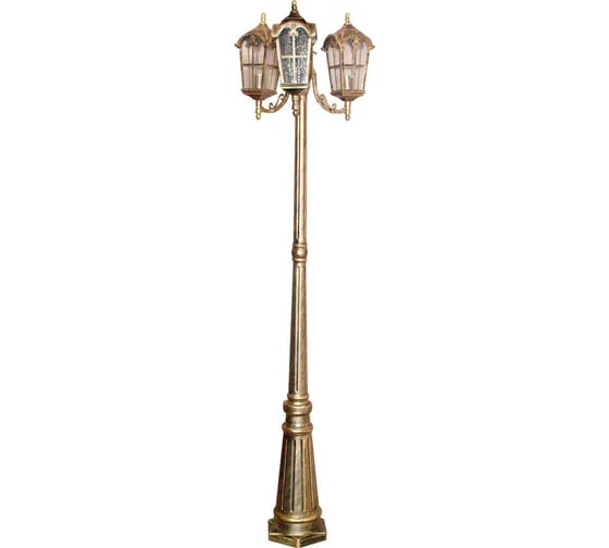 Изображение товара Садово-парковый светильник, столб четырехгранный 3*60W 230V E27, черное золото Feron PL110 11302