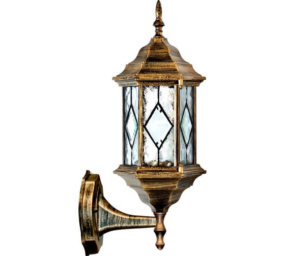 Изображение товара Садово-парковый светильник, шестигранный на стену вверх 60W E27 230V, черное золото Feron PL121 11343