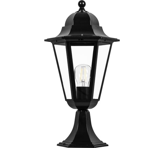 Изображение товара Садово-парковый светильник FERON 6204/PL6204 шестигранный на постамент 100W E27 230V, черный 11070