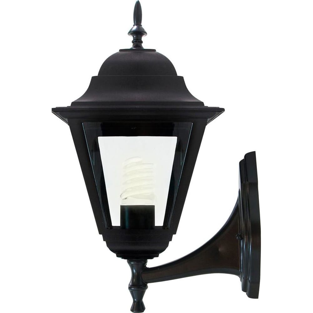 фото Садово-парковый светильник, четырехгранный на стену вверх 100w e27 230v, черный feron 4201 11024