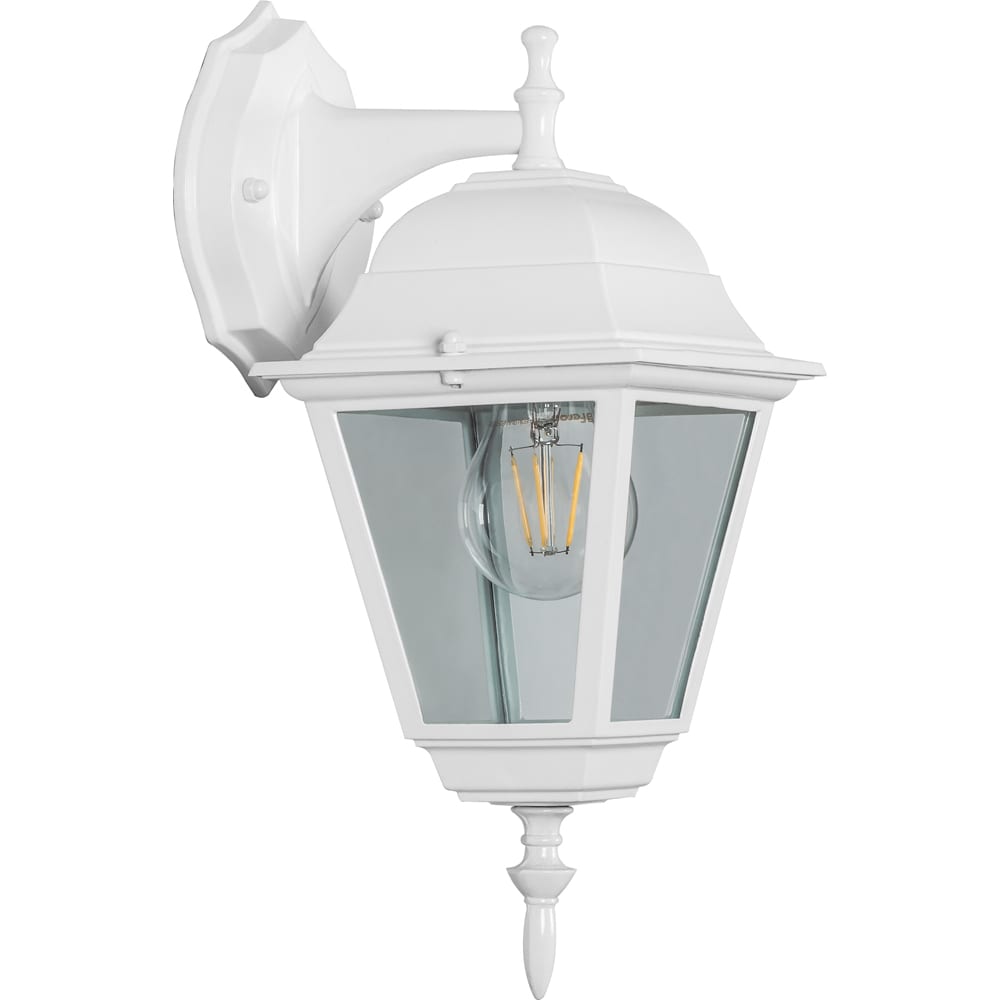 фото Садово-парковый светильник, четырехгранный на стену вниз 100w e27 230v, белый feron 4202 11025