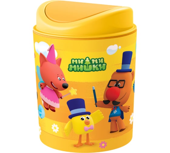 Изображение товара Контейнер для мусора Пластишка с декором "Ми-ми-мишки", 115x115x153 мм, 1 л, оранжевый 431329108