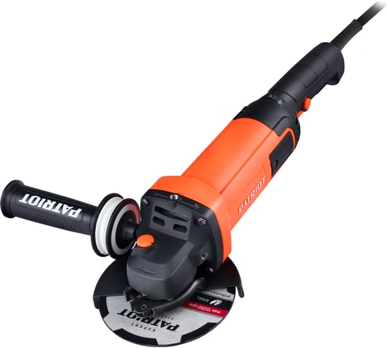 Изображение товара Углошлифовальная машина (УШМ) PATRIOT AG 128E тонкий корпус, пылезащищенная, диск 125 мм 110301129