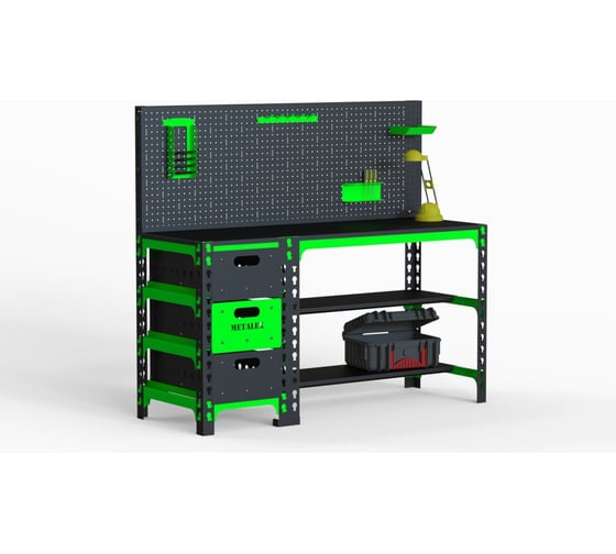 Изображение товара Металлический стол с выдвижными ящиками и перфопанелью ООО Металекс 750x1200x500 мм SBYF751250