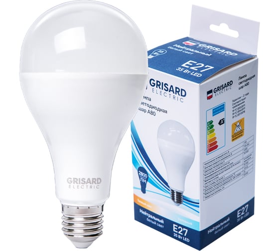Изображение товара Светодиодная лампа Grisard Electric шар A80 E27 35Вт 4000K (10 шт/уп) GRE-002-0113