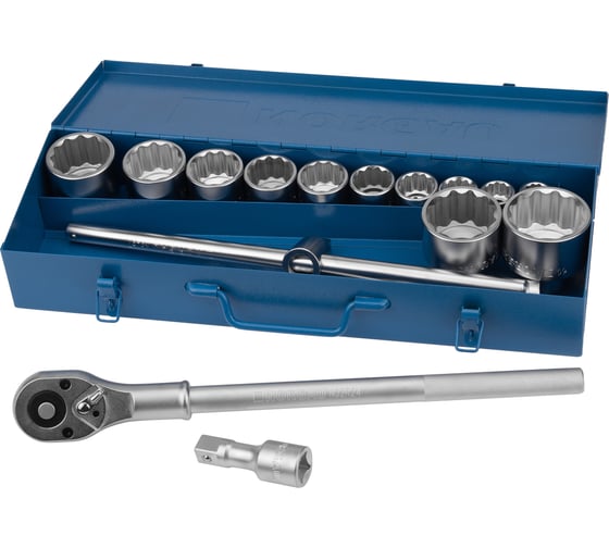 Изображение товара Набор торцевых 12-гранных дюймовых 3/4" головок NORGAU 17 предметов с аксессуарами ND3217-S2260 063892017
