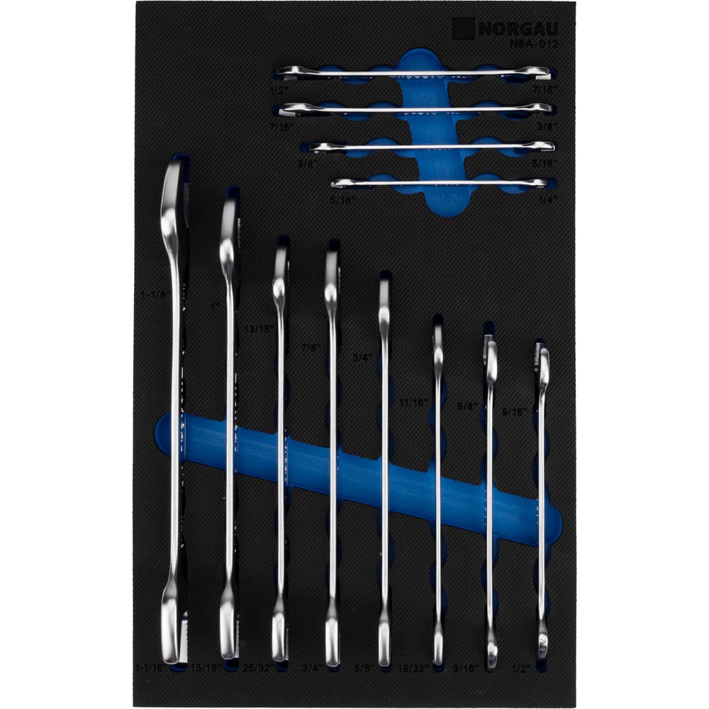 Изображение товара Набор рожковых гаечных ключей NORGAU 12 шт CrV хромирование