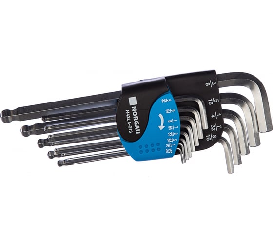Изображение товара Набор шестигранных ключей NORGAU дюймовые, удлиненные, 13шт N42LA-013 061005013