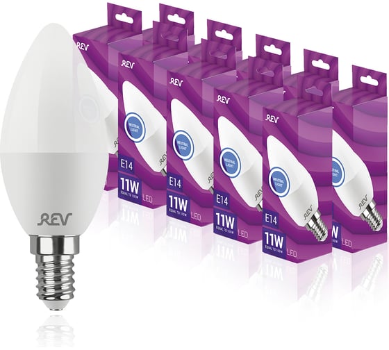 Изображение товара Светодиодная лампа REV свеча C37 11Вт E14 4000K 880Лм упаковка 10 шт. 62049 9