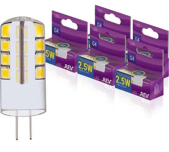 Изображение товара Светодиодная лампа REV капсула JC 2.5Вт G4 3000K 200Лм упаковка 5 шт. 62075 8