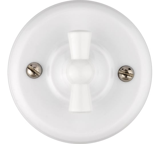 Изображение товара Поворотный выключатель TDM ELECTRIC проходной с ручкой (бантик) 10А белый «Виви» SQ1820-1005