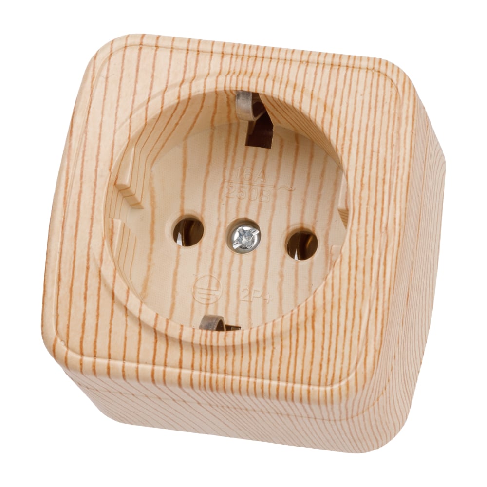 Изображение товара Розетка TDM ELECTRIC 2П+З IP20 16А сосна для открытой установки