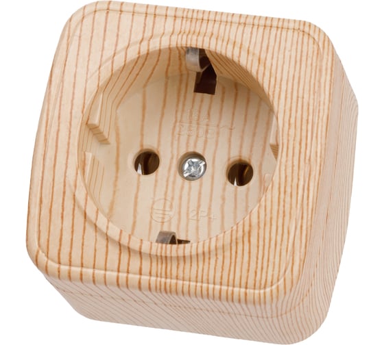 Изображение товара Розетка TDM ELECTRIC 2П+З открытой установки IP20 16А, сосна "Дача" Народная SQ1824-0038
