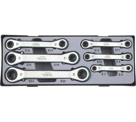 Изображение товара Набор накидных трещоточных ключей под звездочку FORCE 50617