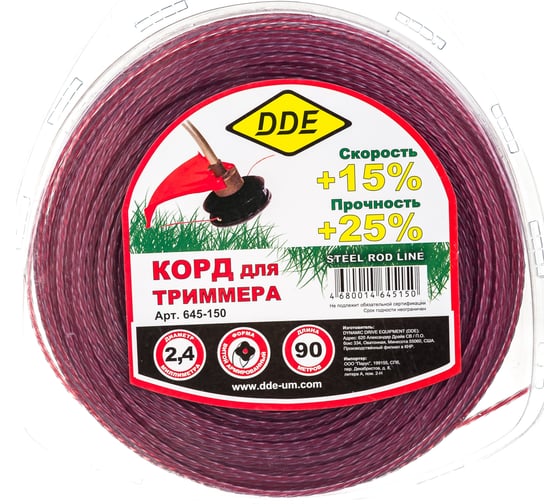 Изображение товара Корд триммерный (2.4 мм; 90 м; витая) DDE 645-150