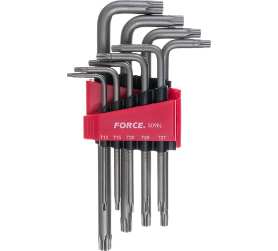 Изображение товара Набор Г-образных удлиненных ключей FORCE Т10-Т50 9 предметов 5098L