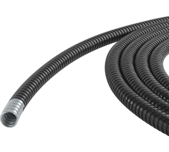 Изображение товара Металлорукав DKC DN 50мм в герметичной ПВХ изоляции, Dвн 50,5 мм, Dнар 57,0, 25 м, цвет черный 6071R-050N