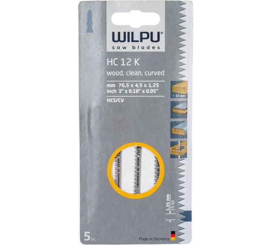 Изображение товара Пилка по дереву HC 12 K 5 шт. WILPU 211300005