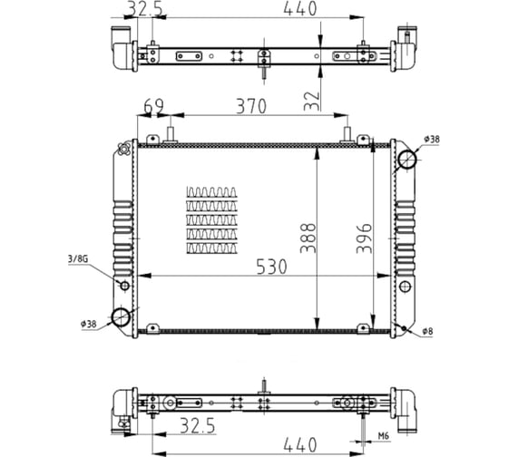 Изображение товара Радиатор охлаждения для а/м Газель 3302, 2217 (99-) паяный 3302-1301012П ТМ WONDERFUL 905923