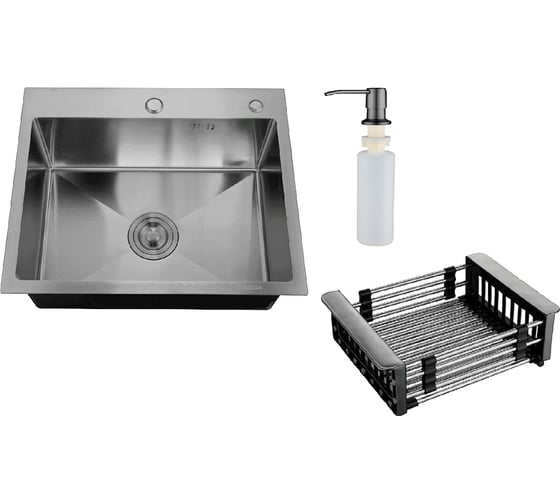 Изображение товара Набор 3 в 1 РМС кухонная мойка+ корзина раздвижная+ дозатор врезной MR-5050BL