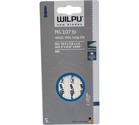 Изображение товара Пилка по металлу MG 107 bi 5 шт.WILPU 0252100005