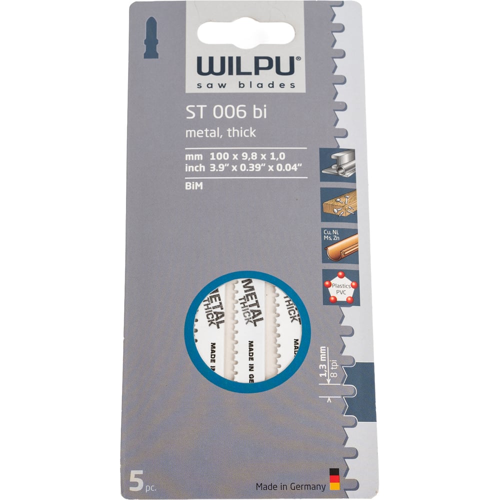 Изображение товара Пилка по металлу WILPU ST 006 bi 5 шт. для быстрого реза металлов