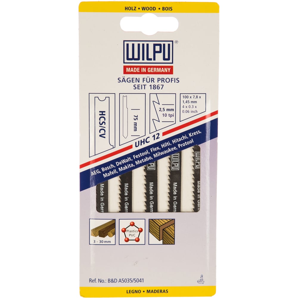 Изображение товара Пилка по дереву UHC 12 5 шт. WILPU для чистого реза