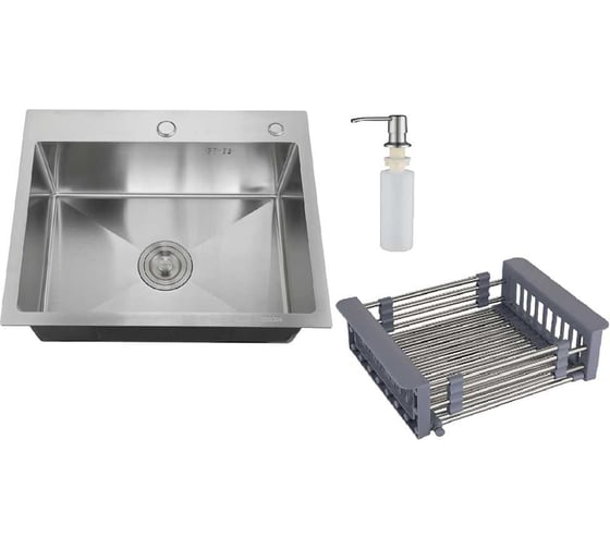 Изображение товара Набор 3 в 1 (кухонная мойка+ корзина раздвижная+ дозатор врезной) РМС MR-6050