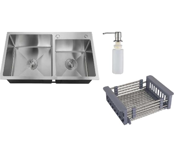 Изображение товара Набор 3 в 1 (кухонная мойка+ корзина раздвижная+ дозатор врезной) РМС MR-7843