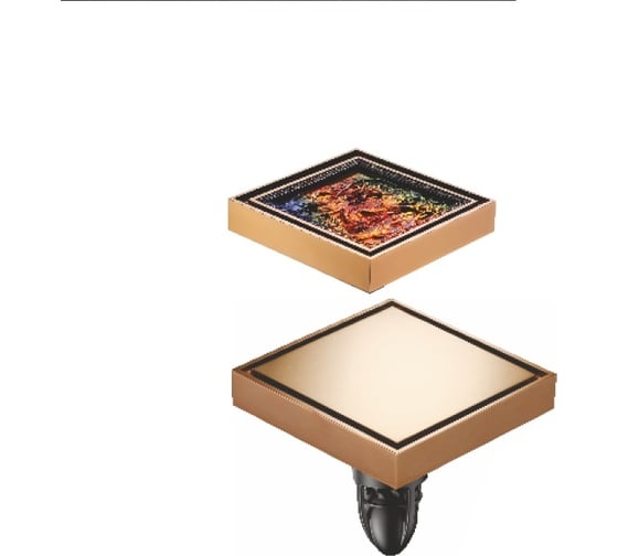 Изображение товара Сантехнический трап MAGdrain (100х100, маг.клапан, латунный, двустор. фьюзинг, кр.зол) WC 02 Q50-RW