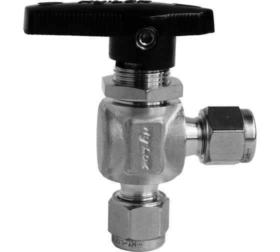 Изображение товара Шаровой кран Hy-Lok 112 серии из нержавеющей стали SS 316, угловой 6мм - 6мм B1V-A-H-6M