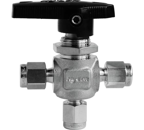 Изображение товара Шаровой кран Hy-Lok 112 серии из нержавеющей стали SS 316, трехходовой, 8мм - 8мм B2V-3-H-8M