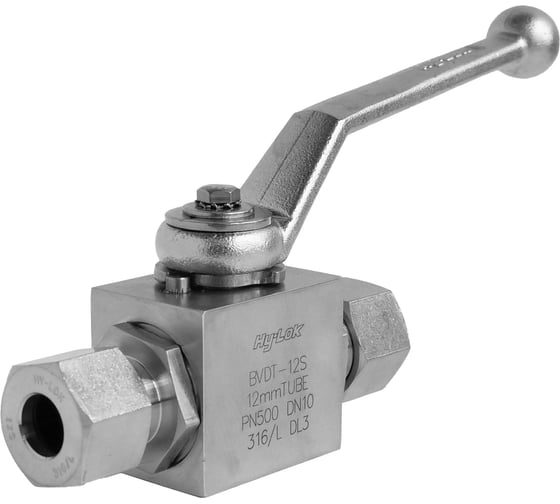 Изображение товара Шаровой кран Hy-Lok 115 серии из нержавеющей стали SS 316, проходной, o.d. 12мм - o.d. 12мм BVD-T-12S