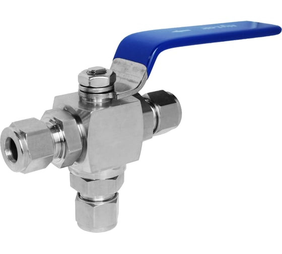 Изображение товара Шаровой кран Hy-Lok 105 серии из нержавеющей стали SS 316, трехходовой, 12мм - 12мм H1B-3B-H-12M