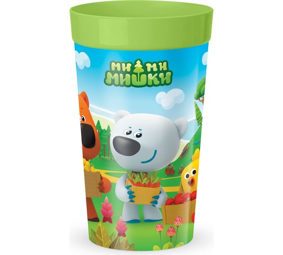 Изображение товара Детский стакан Пластишка с декором ми-ми-мишки, 380 мл, зеленый 431328109