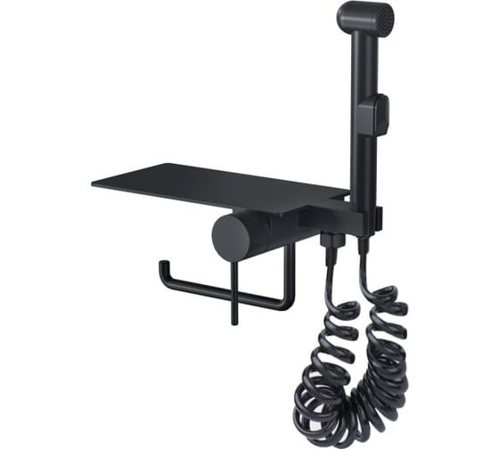 Изображение товара Встраиваемый гигиенический душ BRONZE DE LUXE с полкой SCANDI с пружинным шлангом, черный 708/1B