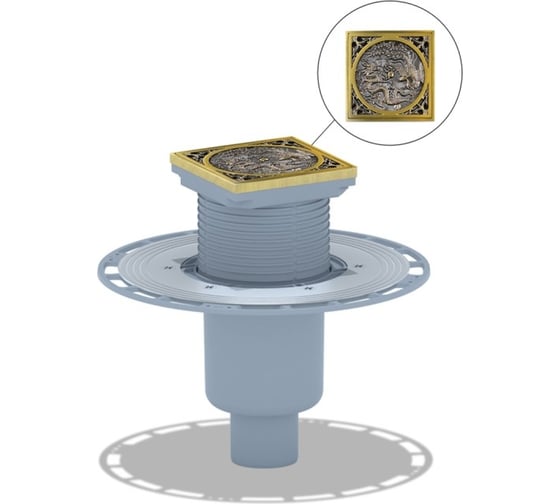 Изображение товара Трап BRONZE DE LUXE вертик выход, магнитный сухой затвор, дизайн-решетка Дракон 21986-5902