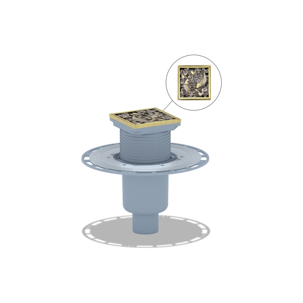 Изображение товара Вертикальный трап с сухим затвором и перфорированной решеткой BRONZE DE LUXE 21980-5902