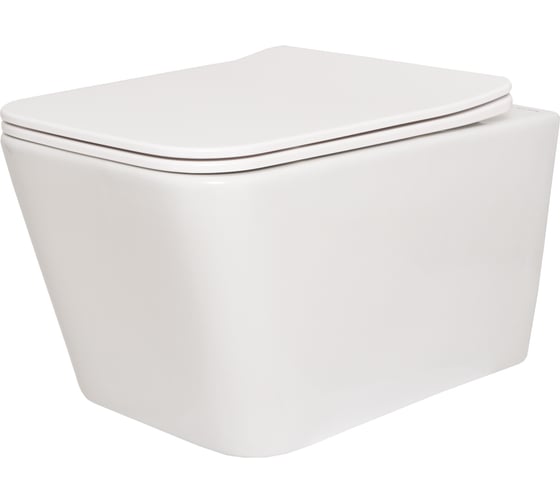 Изображение товара Подвесной безободковый унитаз San More Inspirare белый, с сиденьем микролифт SMT971902