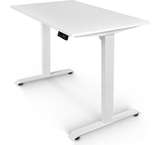 Изображение товара Письменный, компьютерный стол для работы сидя и стоя StolStoya BAZALT белый, регулируемый, с электроприводом, столешница лдсп белая, 130x60 SE222WW13060
