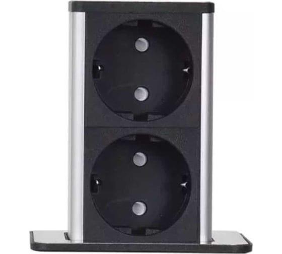 Изображение товара Выдвижной встраиваемый блок розеток Inrior на 2 euro розетки, серый, RH-02-20